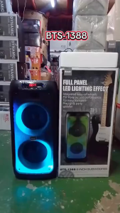 BTS-1388 4500mAh Bluetooth Speaker Dual 10 inch Flame LED light SPEAKER with Party Built-in Karaoke