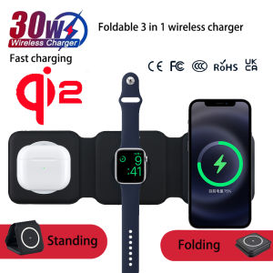 Qi2 15w 3in1 Wireless Charger Magnetic Foldable Charging Station Travel Fast Charging Phone for iphone Samsung Wireless Charger