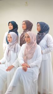 Tazbiya Scarf - Aseefa Series I Tazbiya Hijab Voal Motif Jahit Tepi I Jilbab Motif Voal