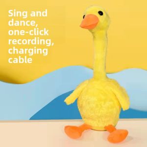 Talking Yellow Duckie Cactus Toy Repeating Singing Plush Doll Gift for Learning to Talk Electric Soft Stuffed Animal for All
