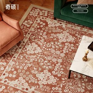 QISHUO | American Style Floral Rug Easy to Clean
