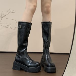 ZHENMO | Stylish Thick Sole Long Boots Brown