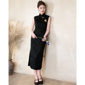 Chinese Style Embroidered Elegant Minimalist Vintage Slimming Everyday Show Dress