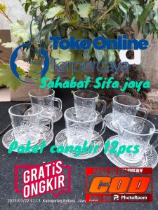 paket cangkir 12pcs /gelas mewah/cangkir mewah/set cangkir kopi bahan kaca tebal