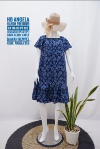 Angela Dress Rayon Premium Rempel Dada Kerut Lengan Kupu Kupu