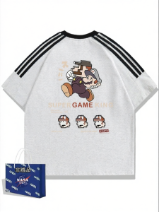 NASA Collaboration Youth Street Style Cartoon Print Pure Cotton T-Shirt