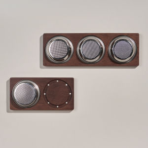 ชั้นวางอุปกรณ์กาแฟติดผนังแบบแม่เหล็กพร้อมที่เก็บผงกาแฟ แผ่นไม้รองรับตะแกรงกรองขนาด 58 มม แผ่นเก็บของ อุปกรณ์สำคัญ