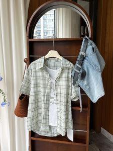 AMILUCK | เสื้อเชิ้ตแขนยาวลายสก็อตสำหรับผู้หญิงพร้อมเสื้อกั๊ก ชุดสองชิ้น ฤดูใบไม้ร่วง 2025 ดีไซน์ใหม่ เสื้อคลุมกันแดด แฟชั่นอเนกประสงค์