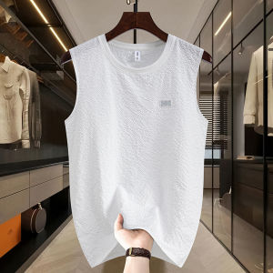 Summer round Neck Bubble Sleeveless T-Shirt Vest Mens Youth Casual Lightweight Breathable Large Size Top Fashion Urban Style