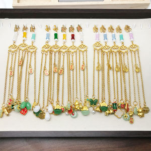 18K Imitation Gold Plating Chain Blessing Garment Front Decorative Button Cheongsam New Chinese Shirt Pendant Small Drip Hanging Chains