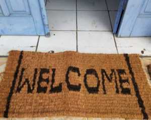 GROSIR 50 PCS KESET WELCOME SERABUT KELAPA 90×45 KUALITAS SUPER PREMIUM