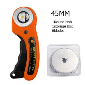 45mm Manual Rotary Fabric Cutter Patchwork Roller Wheel Knife with 5 Blades Leather Cutting Tool