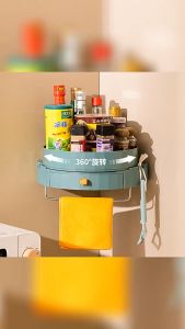 ห้องครัวมัลติฟังก์ชั่นชั้นเก็บหมุนได้เครื่องปรุงรสกล่องเก็บของแบบหมุนได้