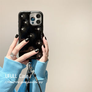 Ufull Korean Style Full Screen Silver Star Leather Phone Case for Apple 17Promax iPhone 13 New Model 14Pro Long Short Lanyard 15Promax Soft Shell