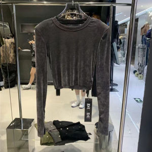 chaqi | Velvet Slim Fit T-shirt Top