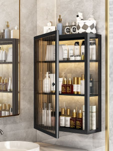 Bathroom Wall-Mounted Storage Rack Luxury Toilet Cabinet Cosmetic Organizer Sink above Toilet Shelf Metal No-Drilling Required