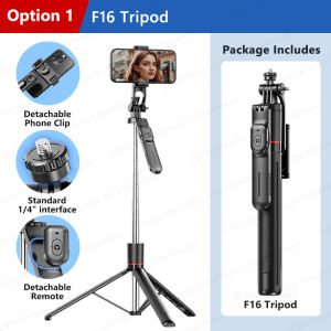 F16 Tripod 1/4 Interface Extendable Selfie Stick for Smartphone 360° Rotat Shooting Vlog Video Live Broadcast Film with Remote