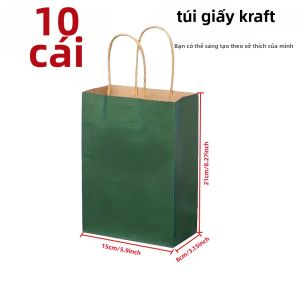 Bộ 10 Túi Quà Tặng Bằng Giấy Kraft Túi Mua Sắm Có Thể Tái Chế Cho Các Bữa Tiệc Bán Lẻ Tiệc Cưới - Bìa Cứng Thân Thiện Với Môi Trường