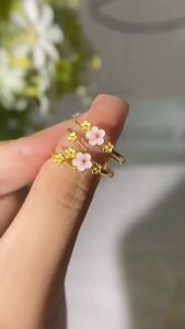 ASIX GOLD แหวนพีชบลอสซั่มชูบทอง 24K แหวนผู้หญิง แหวนนาชอก สีไม่เปลี่ยนเป็นสีดํา ไม่ปอกเปลือก ของขวัญชั้นเลิศ