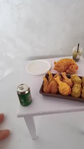 1Set Mini Simulation Fried Chicken Miniatures Food Doll House Decor DIY Supplies Model Food Ornament Toy Dollhouse Accessories