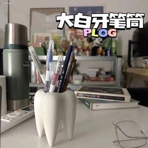Creative Ceramic Tooth Pen Holder Boredom Buster Desktop Decoration Birthday Gift Business Supplies Stationery Storage