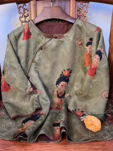 Silk Printed Loose Sleeveless Shirt Womens New Style Small Top Retro Floral Pattern Casual round Neck Collar Full Length Summer