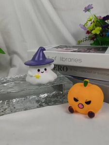 Bandai | Kawaii Witch Ghost Pumpkin Silicone Nightlight Cute Character Figure Light Desktop Decor Halloween Party Gift Bedroom Decor