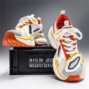 Nanjiren | Trendy Breathable Mesh Contrast Color Elevating Fashion Sneakers