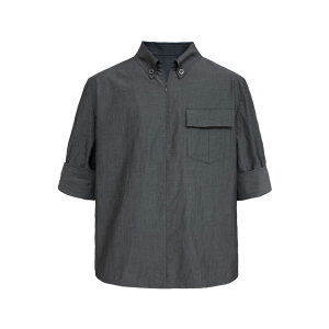 JCAESAR STUDIO | Half Zip Mid-Sleeve Chest Pocket Cuff Hemmed Semi-Fitted Shirt
