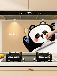 Kitchen Stickers Waterproof Heat Resistant Cartoon Panda Wall Decals Range Hood Oil Stainproof Self Adhesive Wallpaper