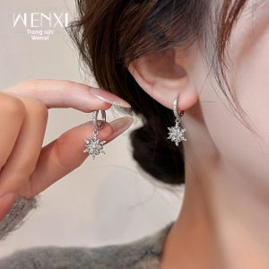 WENXI | Silver Snowflake Earrings Winter High-end Small-scale