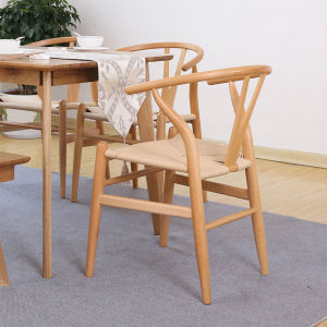 Nordic Style White Linden Y Chair Horn Bookroom Solid Wood Rope Binding Pure Wood Tea Drinking Stool Wabi Sabi Style Chair