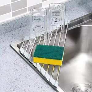 Kitchen Sink Dish Drying Rack / Triangle Rolling Stainless Steel Holders / Sink Corner Organizer / Rags Sponge Holder