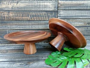 พานไม้ งานฝีมือคนไทย ขนาด 10 นิ้ว พานไม้ฉำฉา หิ้งพระ พานวางของ พานวางเค้ก พานวางขนม พานวางดอกไม้ พานวางพระ พานวางของบูชา