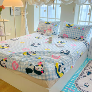 Cartoon Fitted Sheet Washed Cotton Bedsheet Single/Queen/King Bed Sheet Mattress Protector