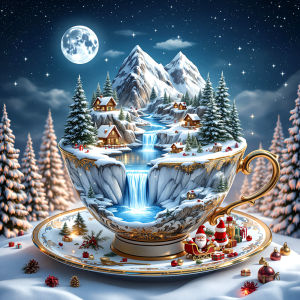 Huacan New Arrivals 2025 Diamond Painting Winter Teacup Landscape Diamond Mosaic Complete Kit Craft Kit