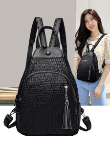 Fashionable Soft Leather Casual Womens Backpack 2025 New Style Commuter Travel Dual-Purpose Small Backpack Leisure Backpack