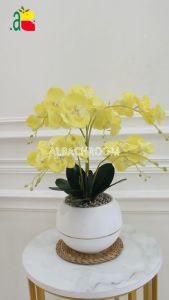 1PAKET RB6063 BUNGA ANGGREK KAIN 8 CABANG VIENNA BUNGA PLASTIK ARTIFICIAL DEKORASI