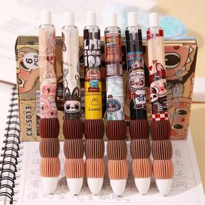 1/5Pcs Labubu Gel Pen Cute Cartoon Kawaii Black 0.5mm Silicone Press Pen Cute School Supplies Writing Tool Student Stationery