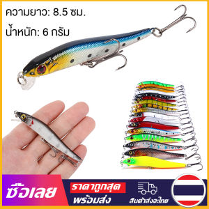 [Mr. Jam] เหยื่อตกปลาพลาสติก 3D 6 สี 6 กรัม 8.5 ซม. 1 ชิ้น พร้อมตะขอ 2 ชิ้น
