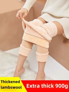 Thickened Fleece Leggings Womens Autumn Winter Long Pants Polyester Nylon Spandex Blend Skin Color Transparent Effect Tights