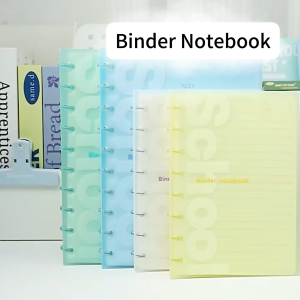 Clear Cover Binder Notebook Mushroom Holes Refillable Loose Leaf 40 Sheets Notepads A5 B5