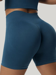 Quick Dry Peach Hip Yoga Shorts High Waist Three-quarter Length Fitness Pants Womens Sportswear Casual Clothing Tagkita