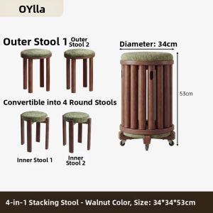 OYIla | Stackable Solid Wood Stool for Home and Restaurant Use