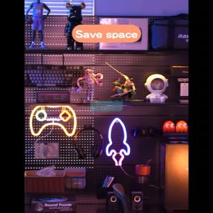 Metal Storage Rack Gaming Room Shelves Standing Pegboard DIY Utility Shelf Adjustable Book Shelf Gaming Room Decor Rak Buku Besi Rak Besi Bertingkat