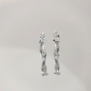 LAZO DIAMOND Celestial Star Swirl Diamond Hoop Earrings in 9k White Gold - Lazada