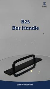 Etivo B25 Backplate Bar Handle Black Tarikan Laci Gagang Pintu Lemari Hitam - 128MM