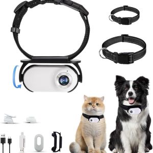 Lovinland Pet Cat Collar Camera HD 1080P Pet Camera Collar 120° Wide Angle Dog Collars Mini Sport Action Portable Cameras for Cats Dogs Outdoor Indoor Pet Accessories