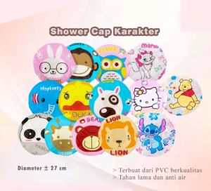 Shower Cap Lucu Penutup Rambut Karakter Untuk Mandi Tahan Air