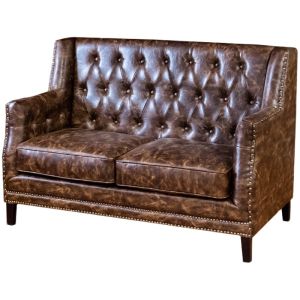 American Style Leather Sofa Top Layer Cowhide Living Room Office Casual Coffee Shop Table Chair Combination Retro